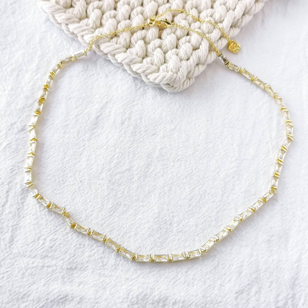 Kendra Scott Juliette Gold White Crystal Strand Necklace